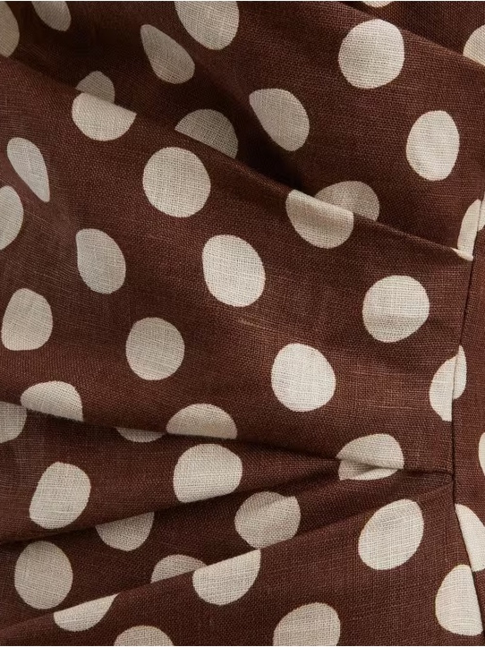 NWT FAITHFULL the Brand Simona One Shoulder Polka Dot Maxi Linen Dress Brown - Picture 4 of 5